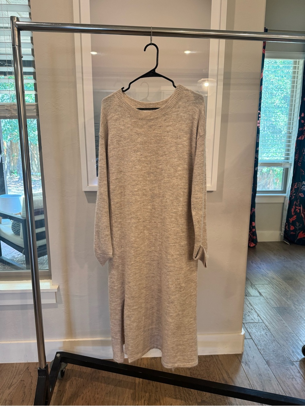 Line & Dot Oatmeal Knit Long Sleeve Sweater Dress